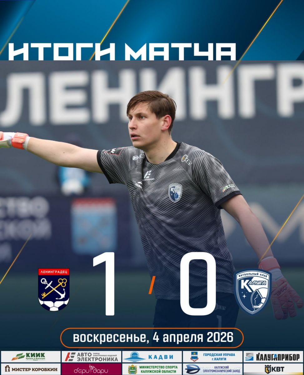 ФК «Калуга» уступил «Ленинградцу» со счётом 0:1 в матче Второй лиги
